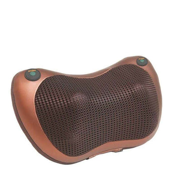 electric neck and body massage pillow with heating and kneading functions, portable design, and adjustable strap for chair attachment