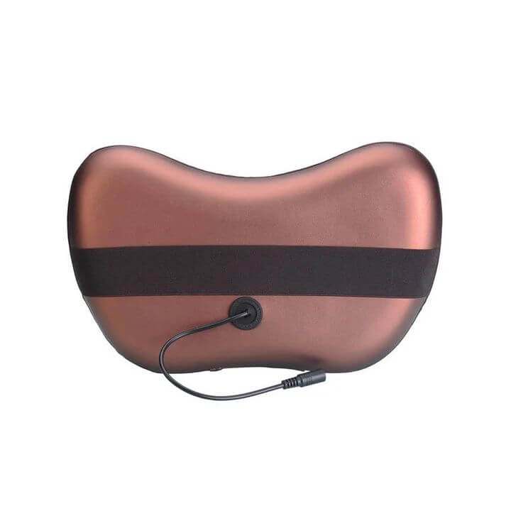 Electric neck and body massage pillow with heating, adjustable strap, and overheating protection for deep relaxation.