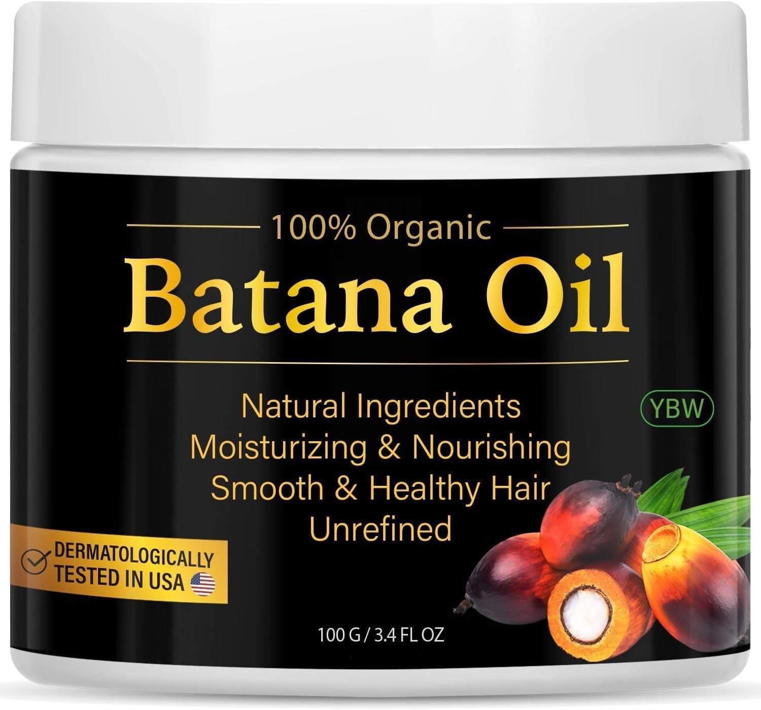 100% organic Batana Oil moisturizer for hair growth and scalp nourishment with natural ingredients and vitamin E, 100g jar