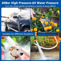High pressure water cleaning gun with adjustable 6-mode nozzle for car washing, gardening, pet bathing, and floor cleaning