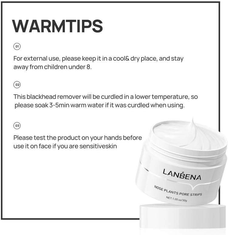 LANBENA cream for deep pore cleansing and blackhead removal with nose pore strips shown on woman’s face