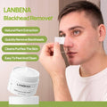 Man using LANBENA Blackhead Remover cream for nose pore cleansing with product jar shown
