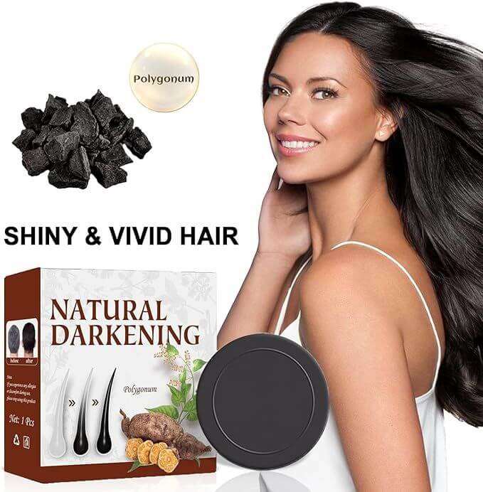 Natural hair darkening shampoo bar with Polygonum and Ginseng for shiny, vivid hair and gray hair reduction