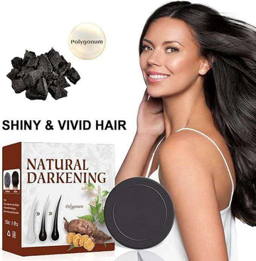 Natural hair darkening shampoo bar with Polygonum and Ginseng for shiny, vivid hair and gray hair reduction