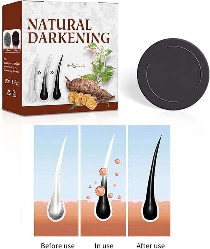 Natural hair darkening shampoo bar with Polygonum and Ginseng for shiny, vivid hair and gray hair reduction