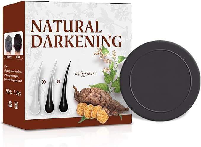 Natural organic hair darkening shampoo bar with Polygonum and Ginseng for gray hair repair and shine maintenance