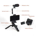 U-shaped smartphone and camera vlogging kit with microphone, LED lamp, and tripod for multi-angle filming and stable video recording